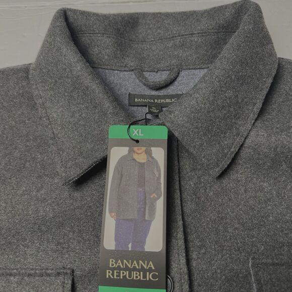 Banana Republic Womens X-Large Gray Structured 4 Pocket Shacket Shirt Jacket XL - Picture 5 of 8